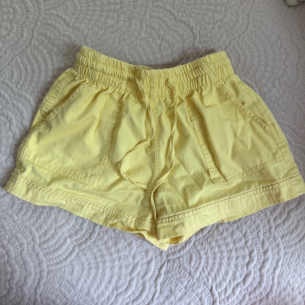 Forever 21 Bright Yellow Elastic-Waist Drawstring Shorts